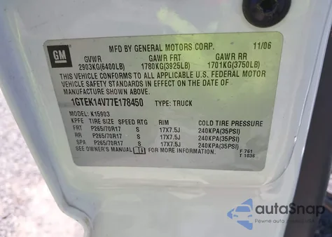 2007 GMC Sierra 1500 Classic Work Truck from USA, damaged, VIN 1GTEK14V77E178450